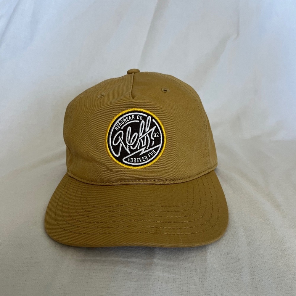 Neff Headwear Co Forever Fun Tan Mustard Snapback Hat Cotton Embroidered Patch‎